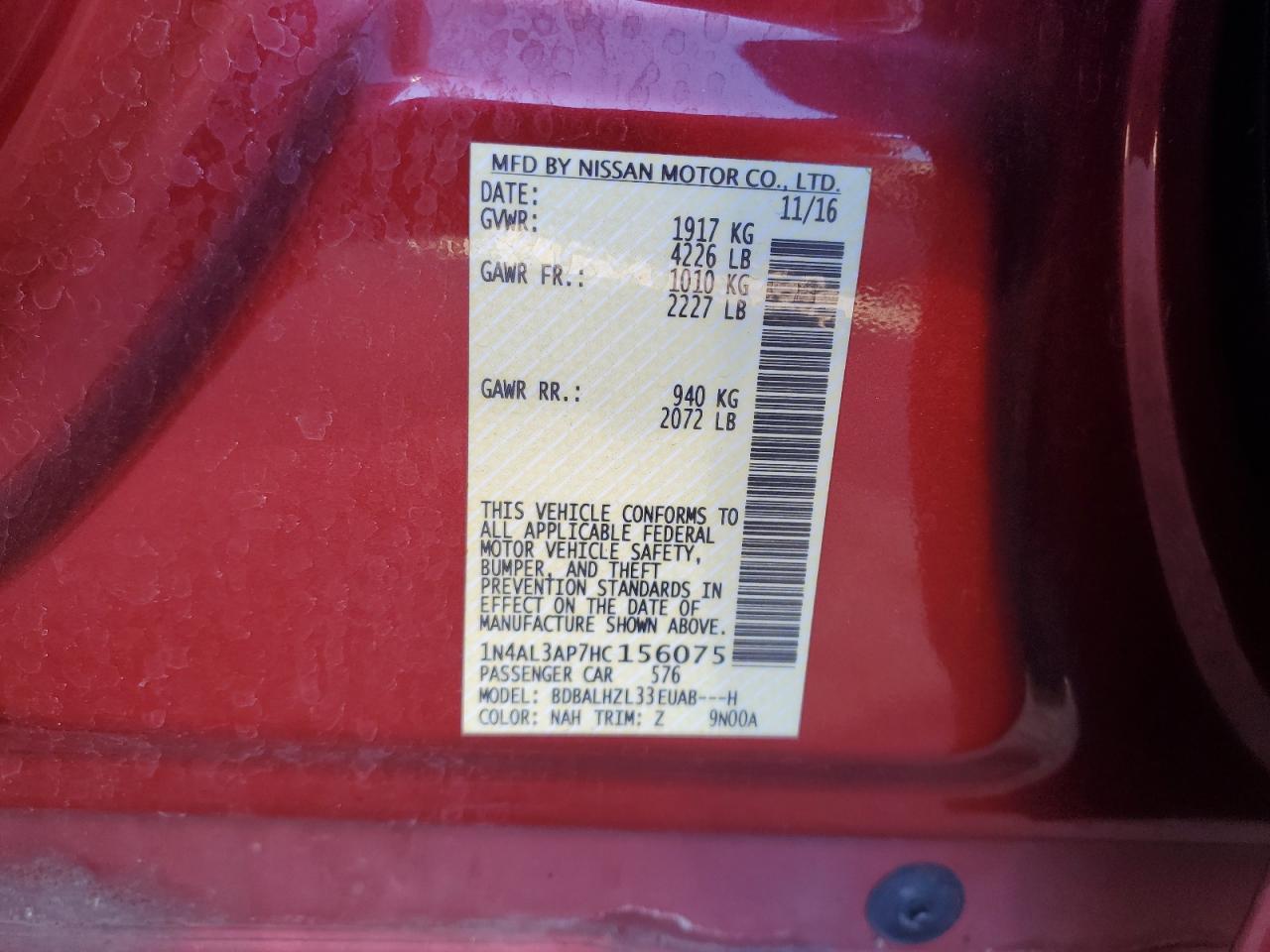 2017 NISSAN ALTIMA