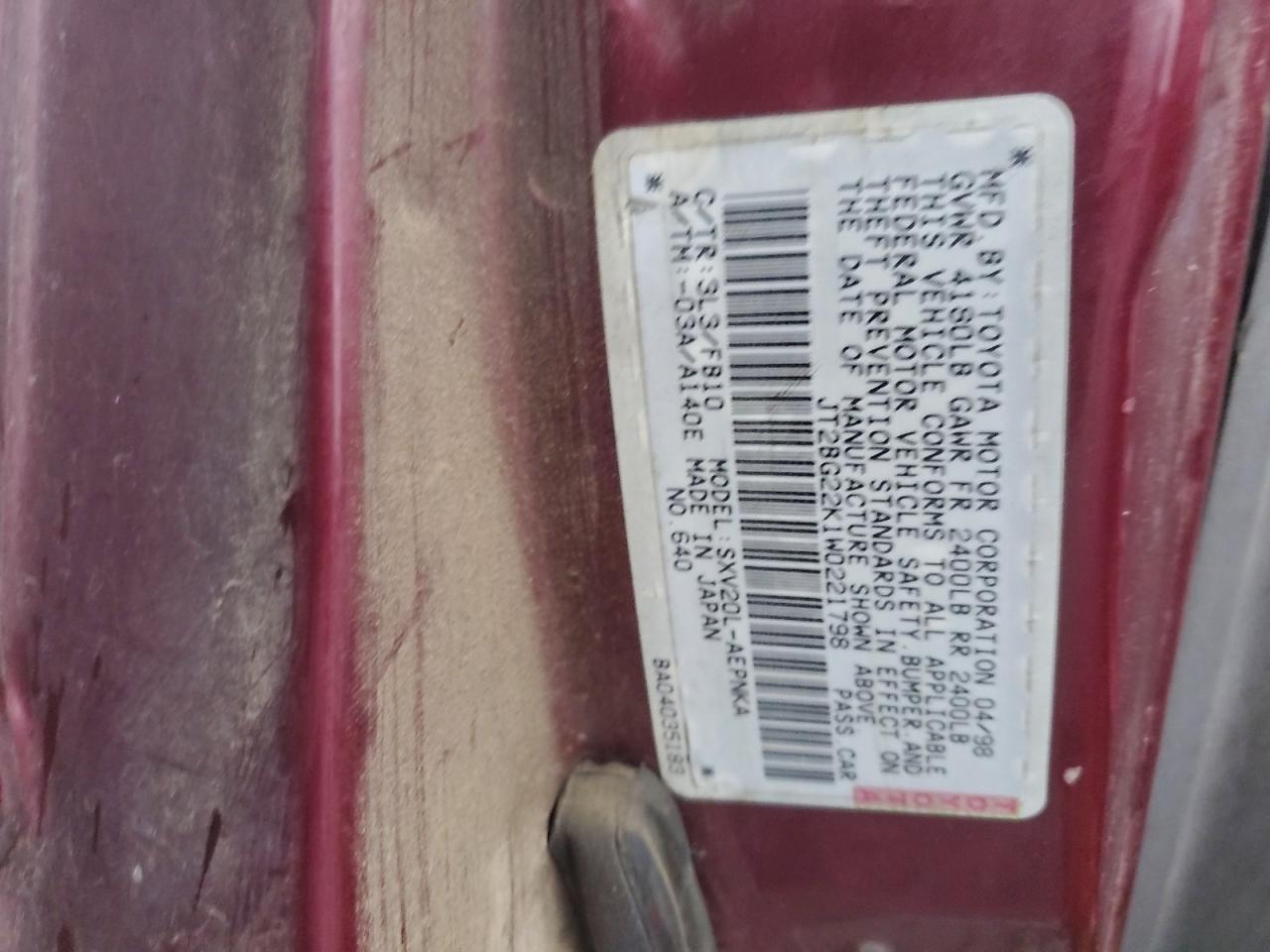 1998 TOYOTA CAMRY