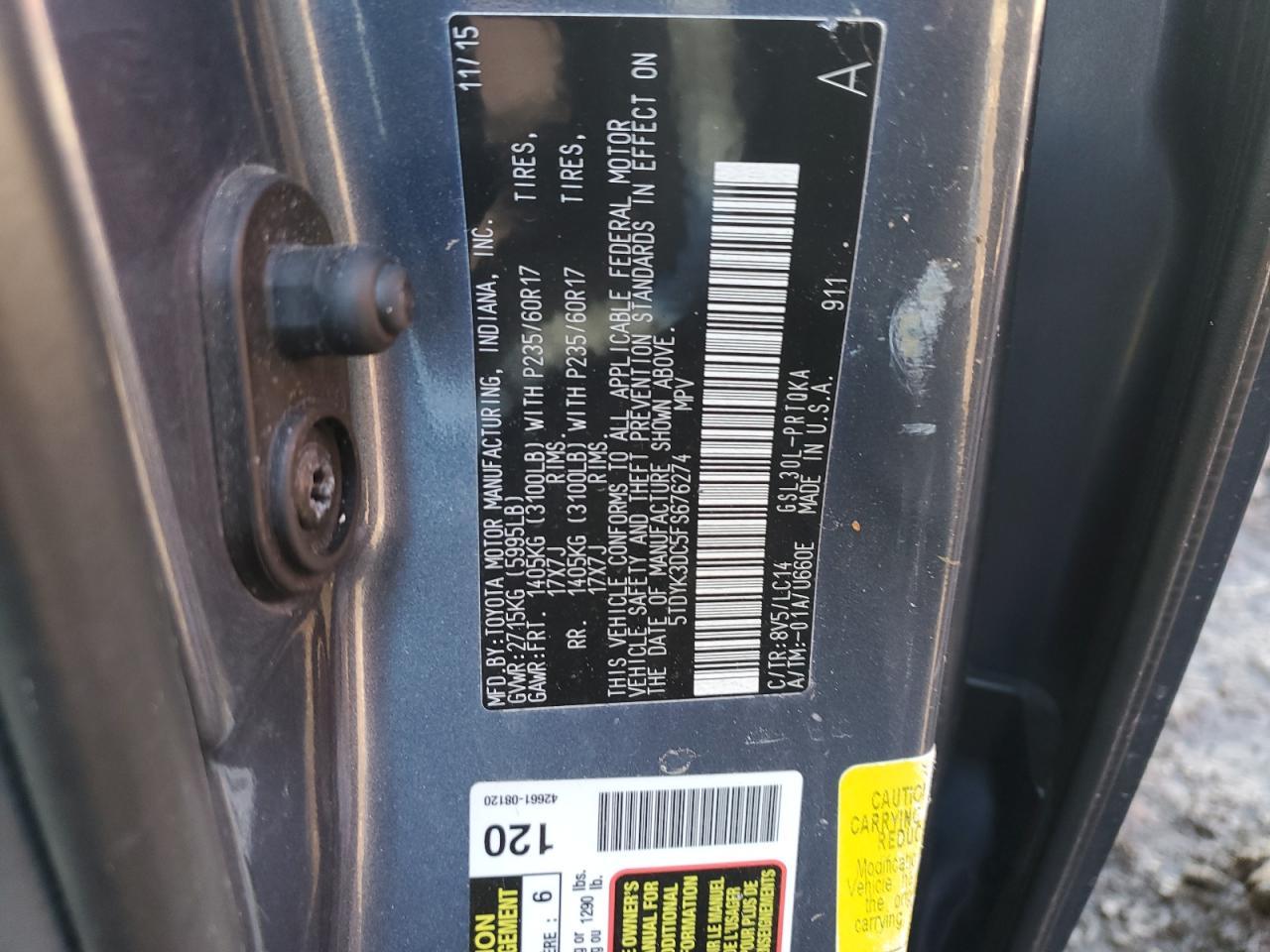 2015 TOYOTA SIENNA