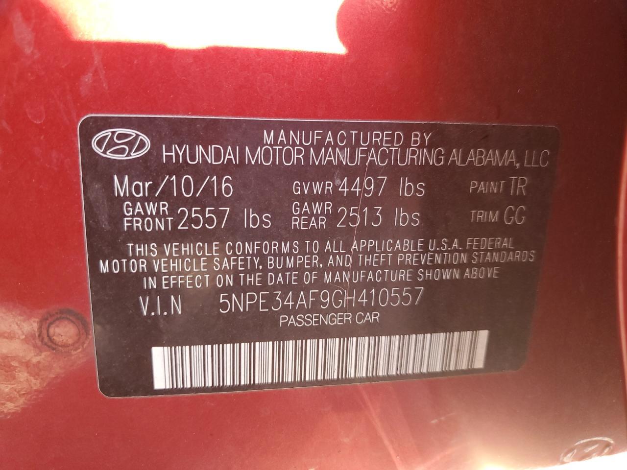 2016 HYUNDAI SONATA