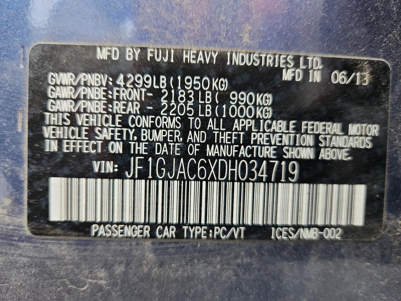 2013 SUBARU IMPREZA