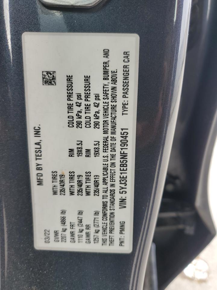 2022 TESLA MODEL 3