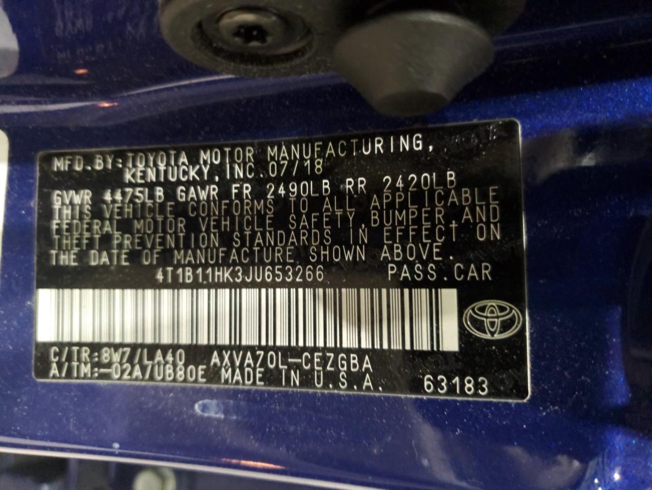 2018 TOYOTA CAMRY