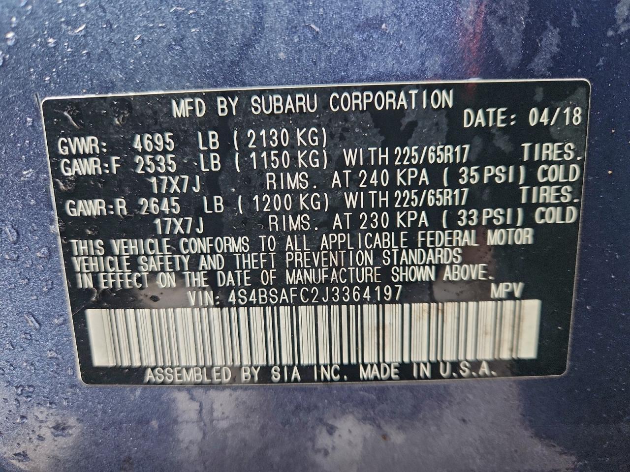 2018 SUBARU Outback