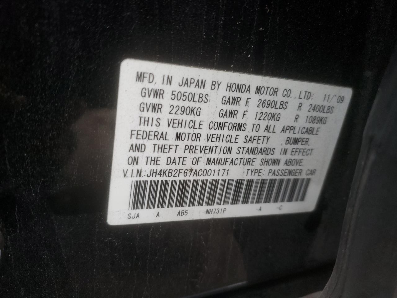 2010 ACURA RL