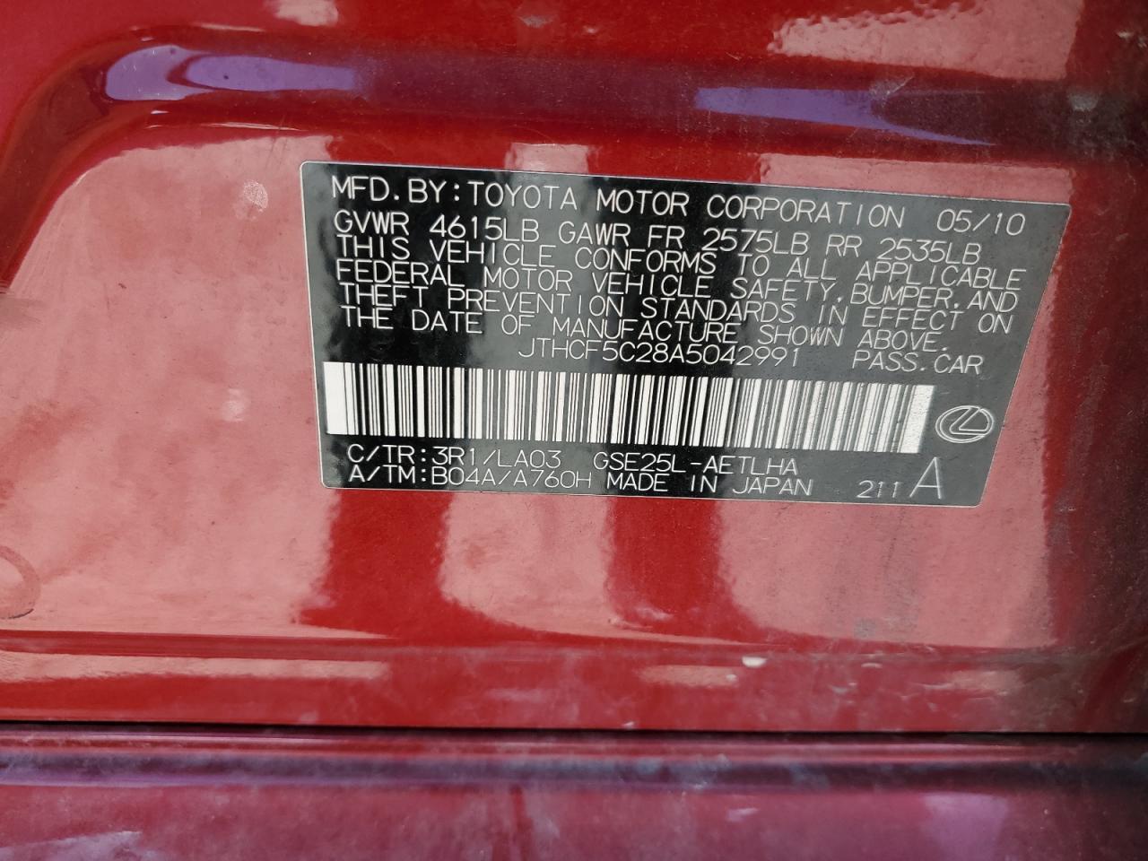 2010 LEXUS IS 250