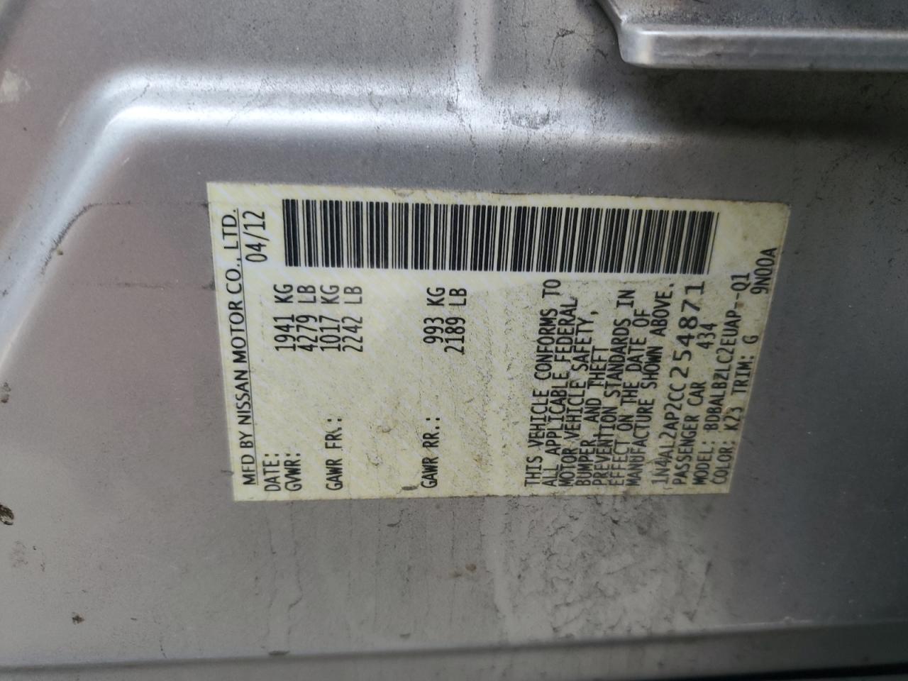 2012 NISSAN ALTIMA