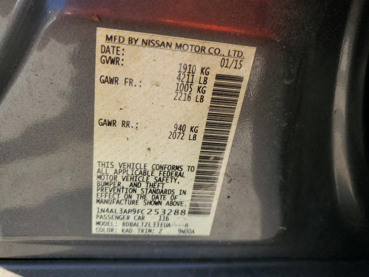 2015 NISSAN ALTIMA