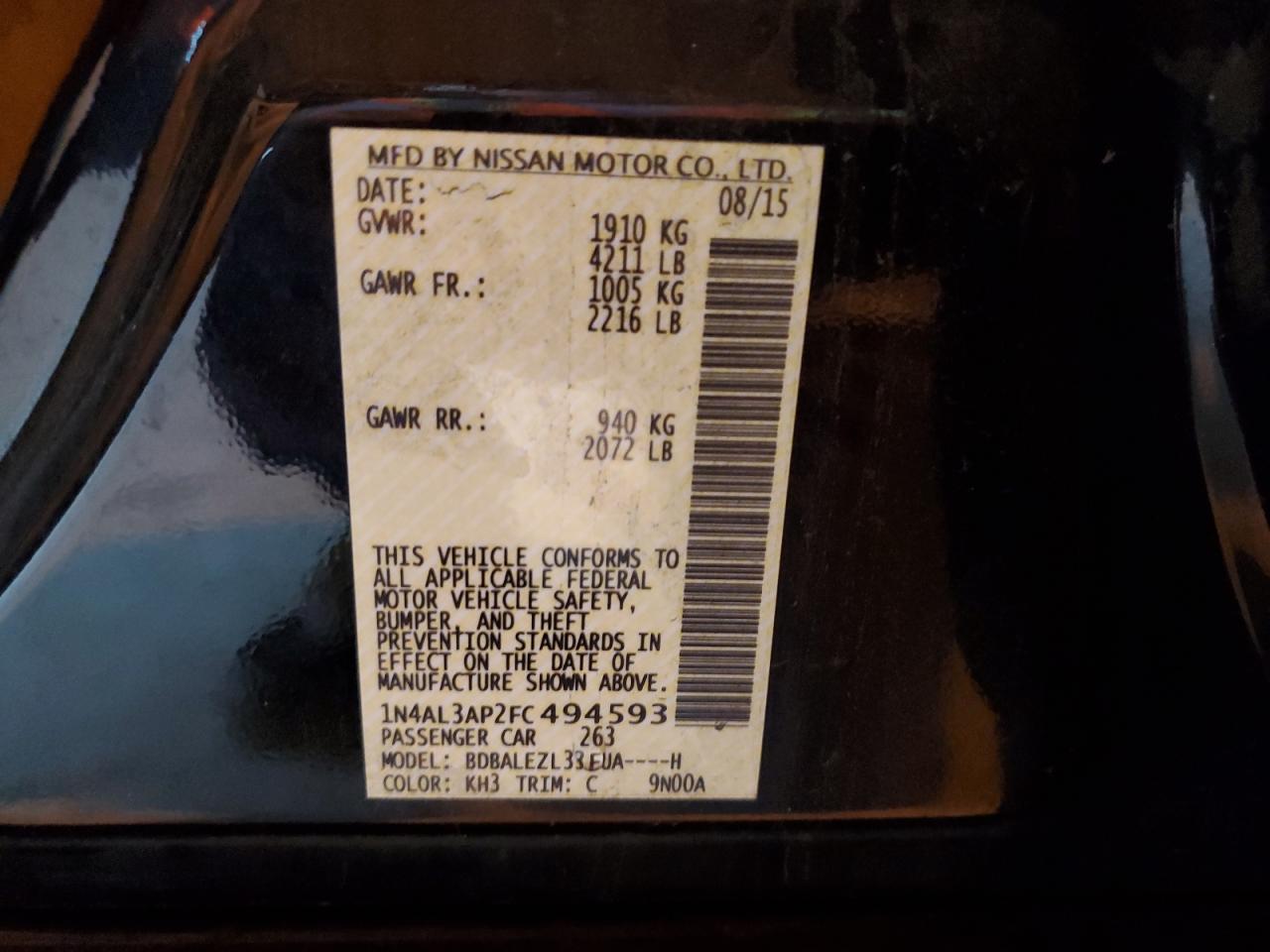 2015 NISSAN ALTIMA