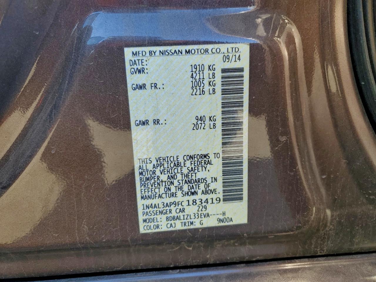 2015 NISSAN ALTIMA