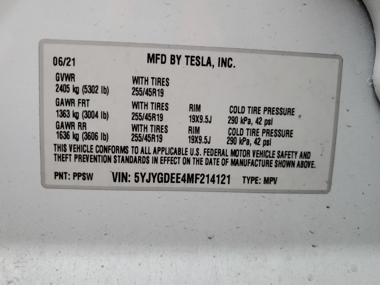 2021 TESLA MODEL Y