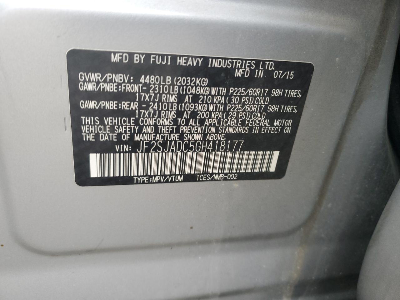 2016 SUBARU FORESTER