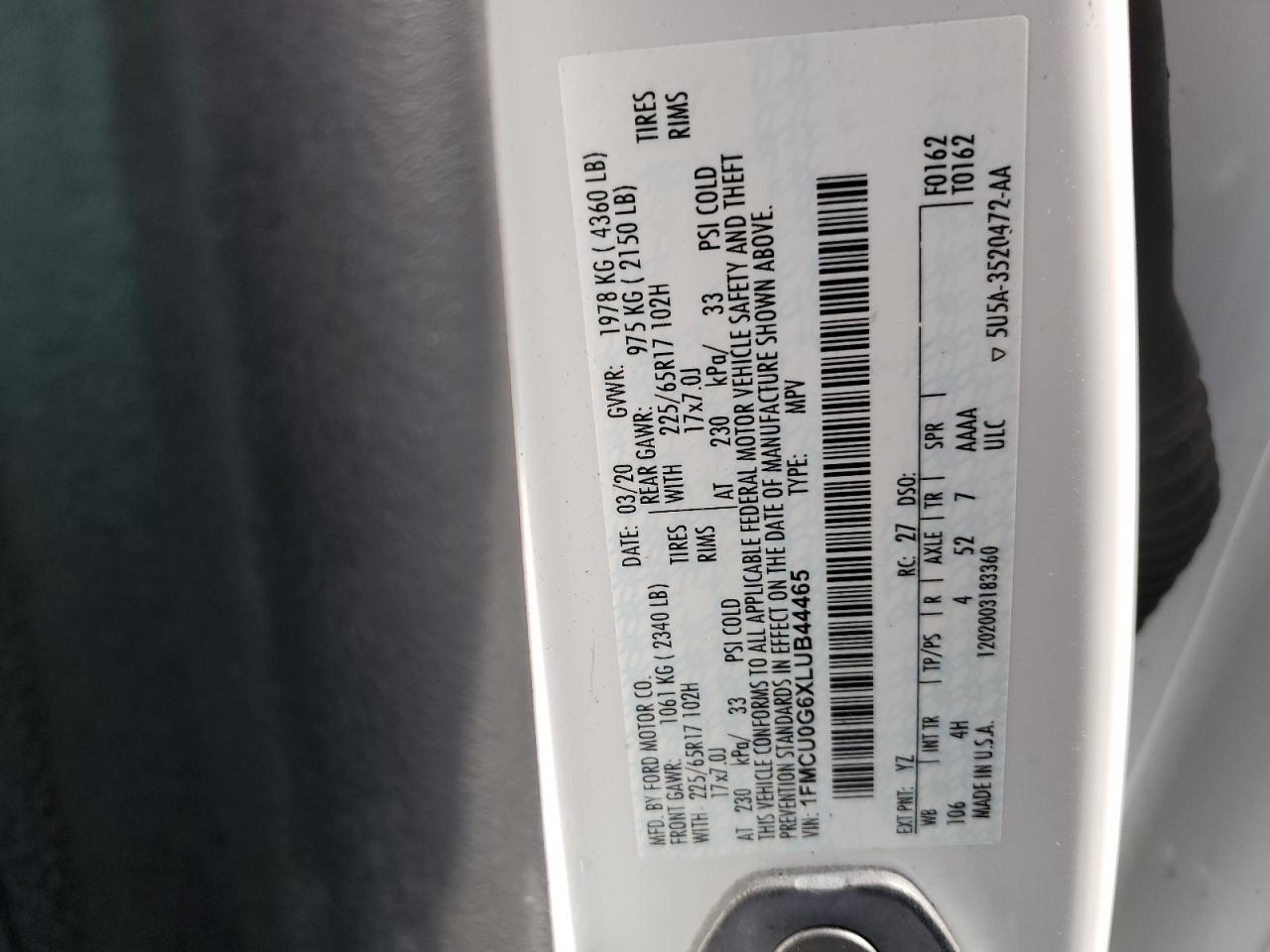 2020 FORD ESCAPE