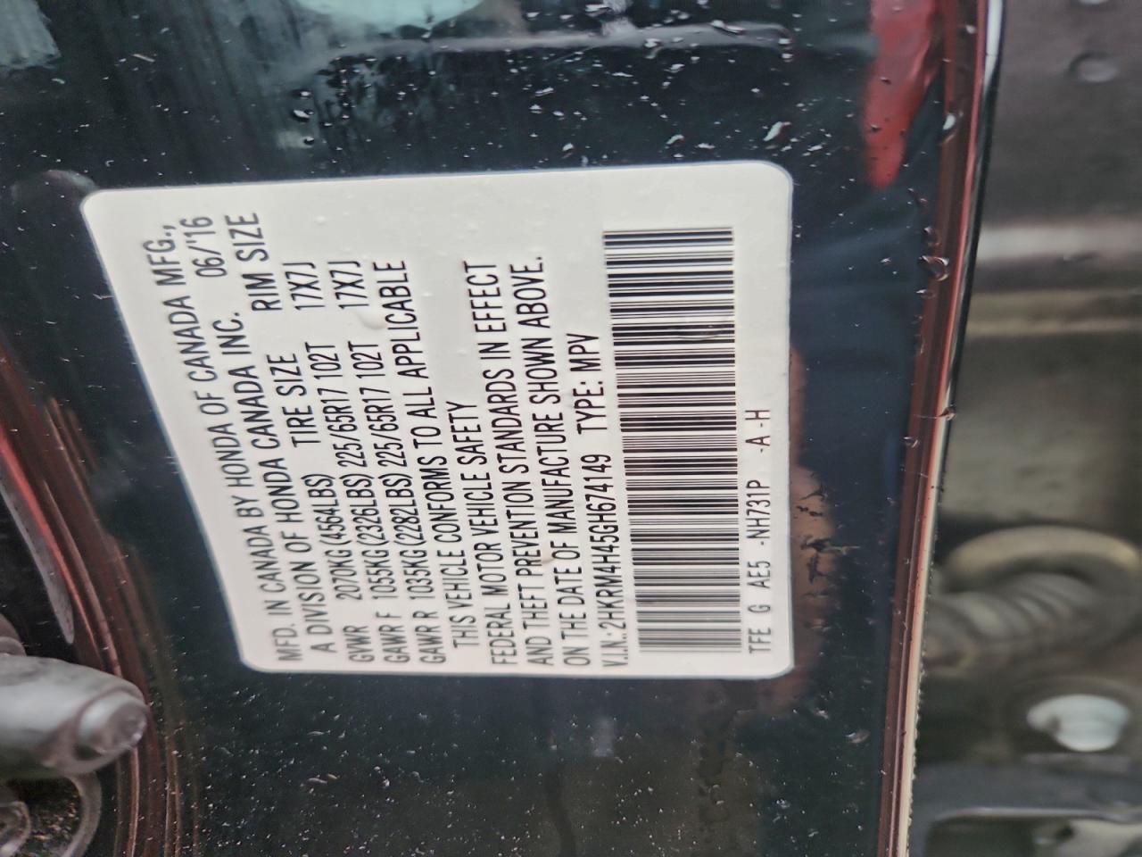 2016 HONDA CR-V