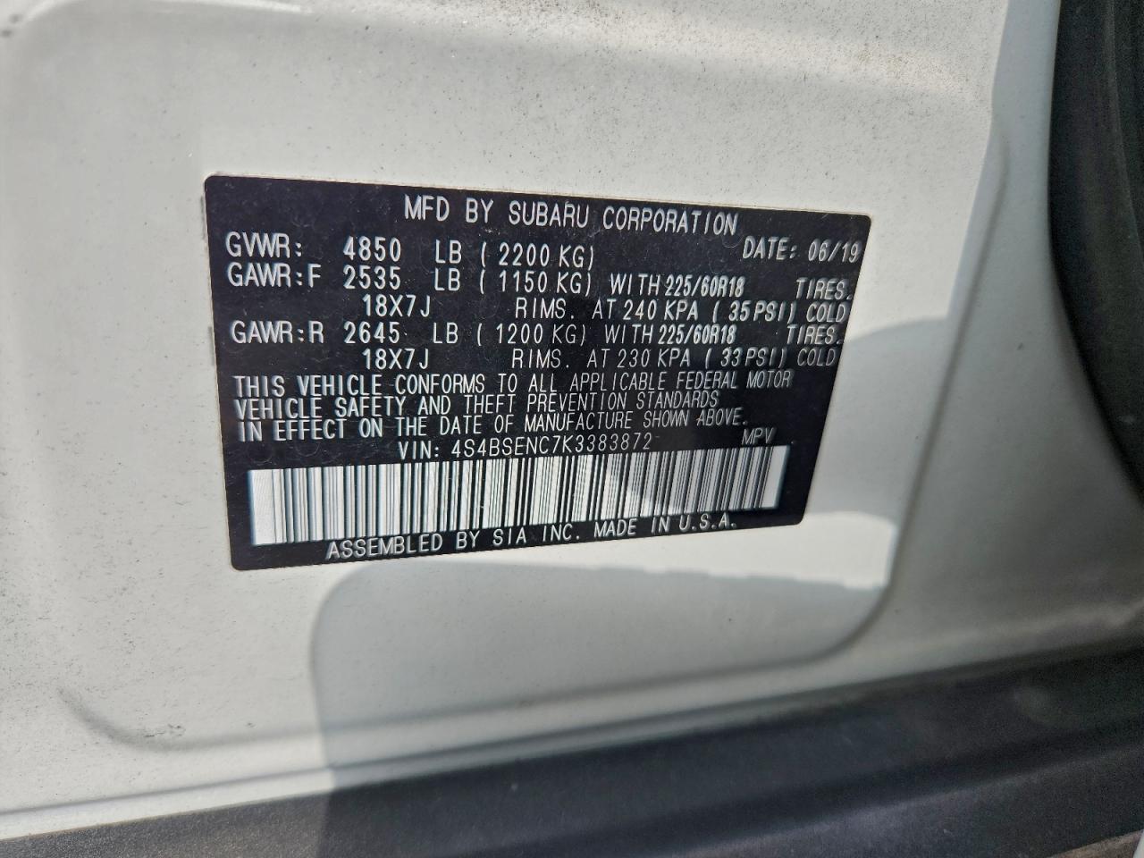 2019 SUBARU Outback