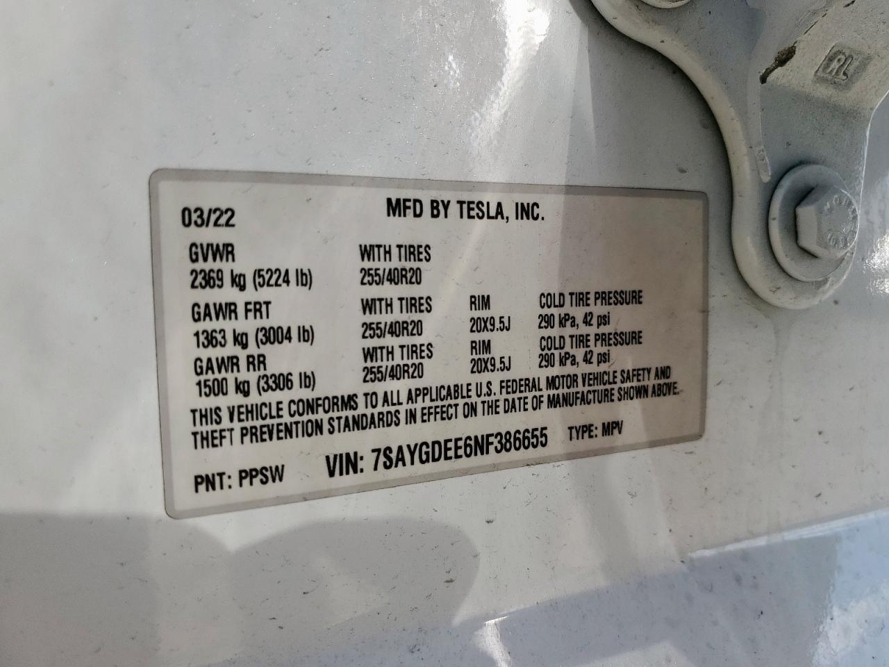 2022 TESLA MODEL Y