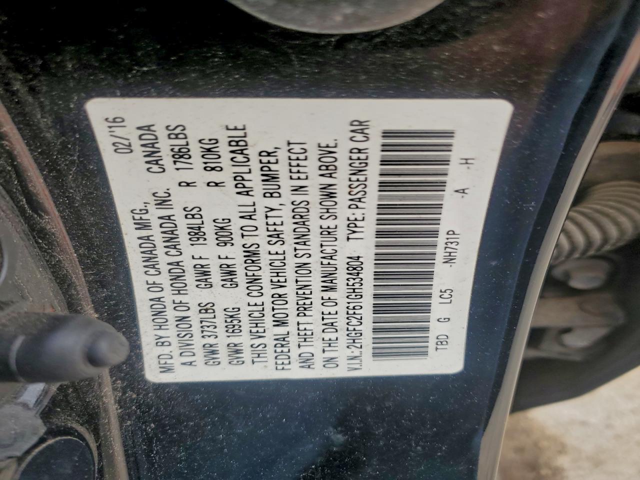 2016 HONDA CIVIC