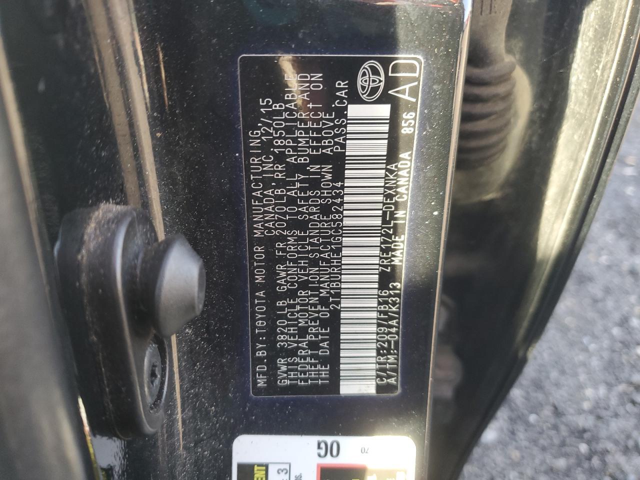2016 TOYOTA COROLLA
