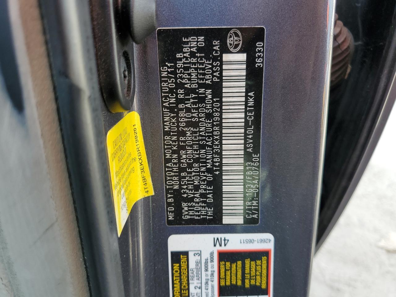 2011 TOYOTA CAMRY