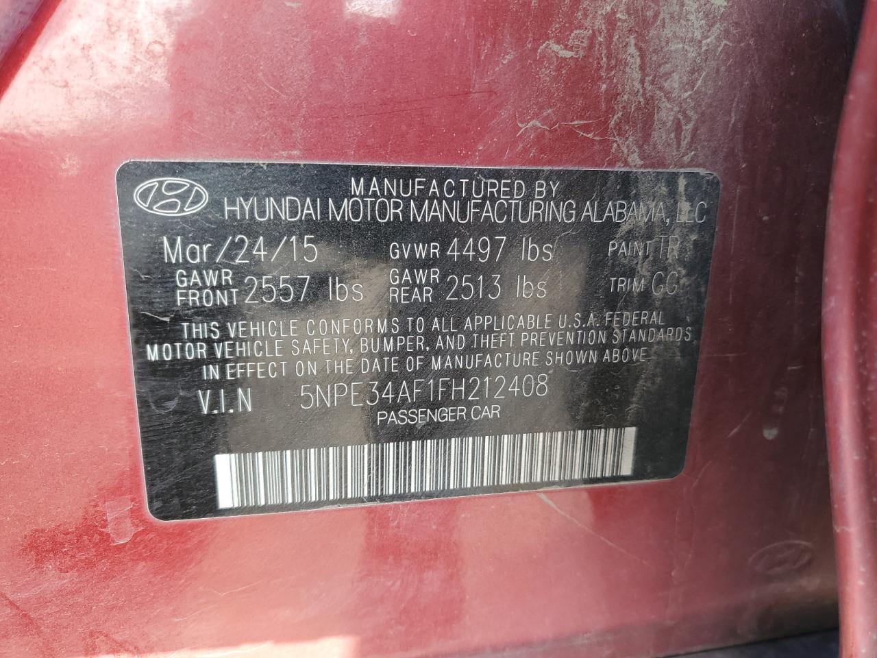 2015 HYUNDAI SONATA