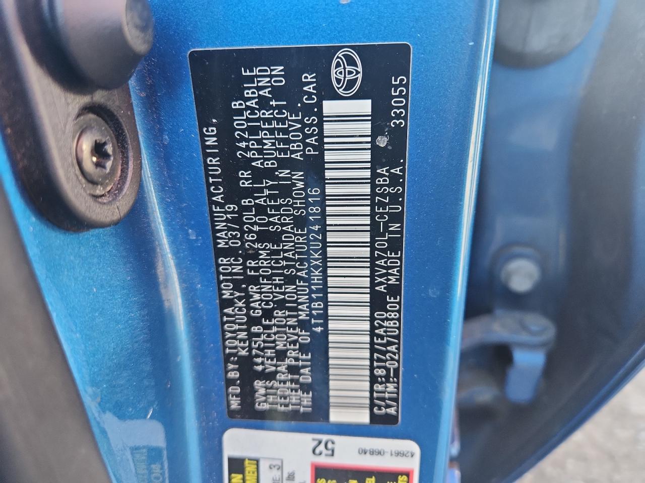 2019 TOYOTA CAMRY