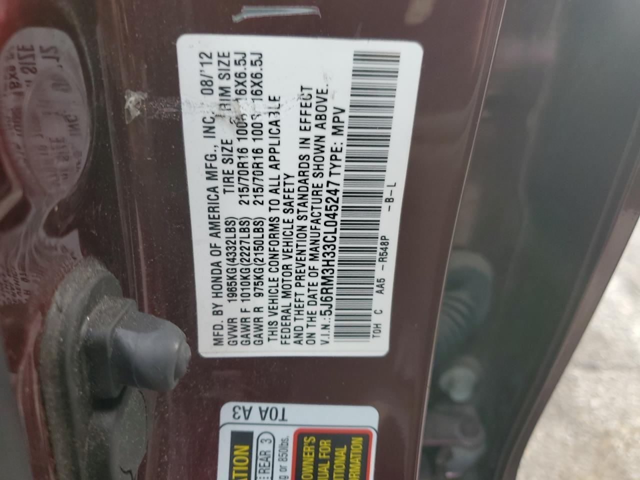 2012 HONDA CR-V