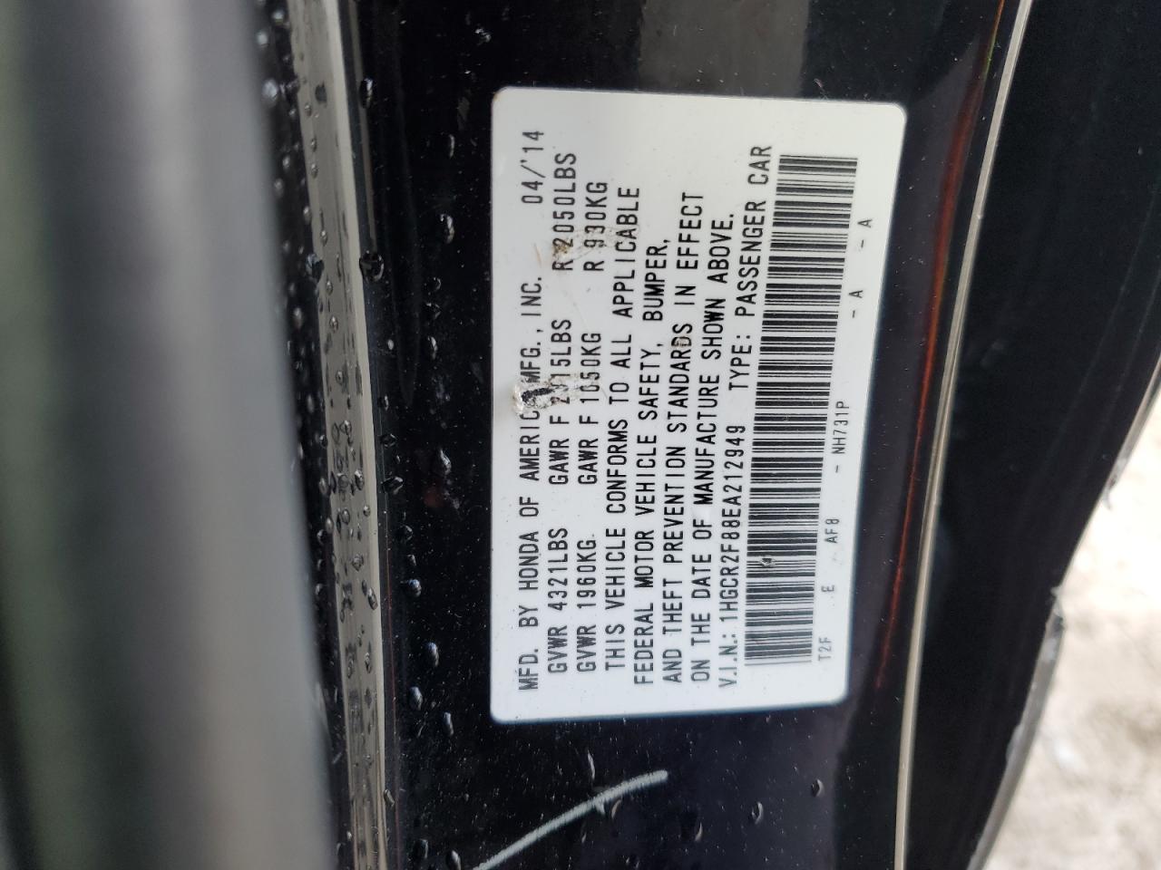 2014 HONDA ACCORD