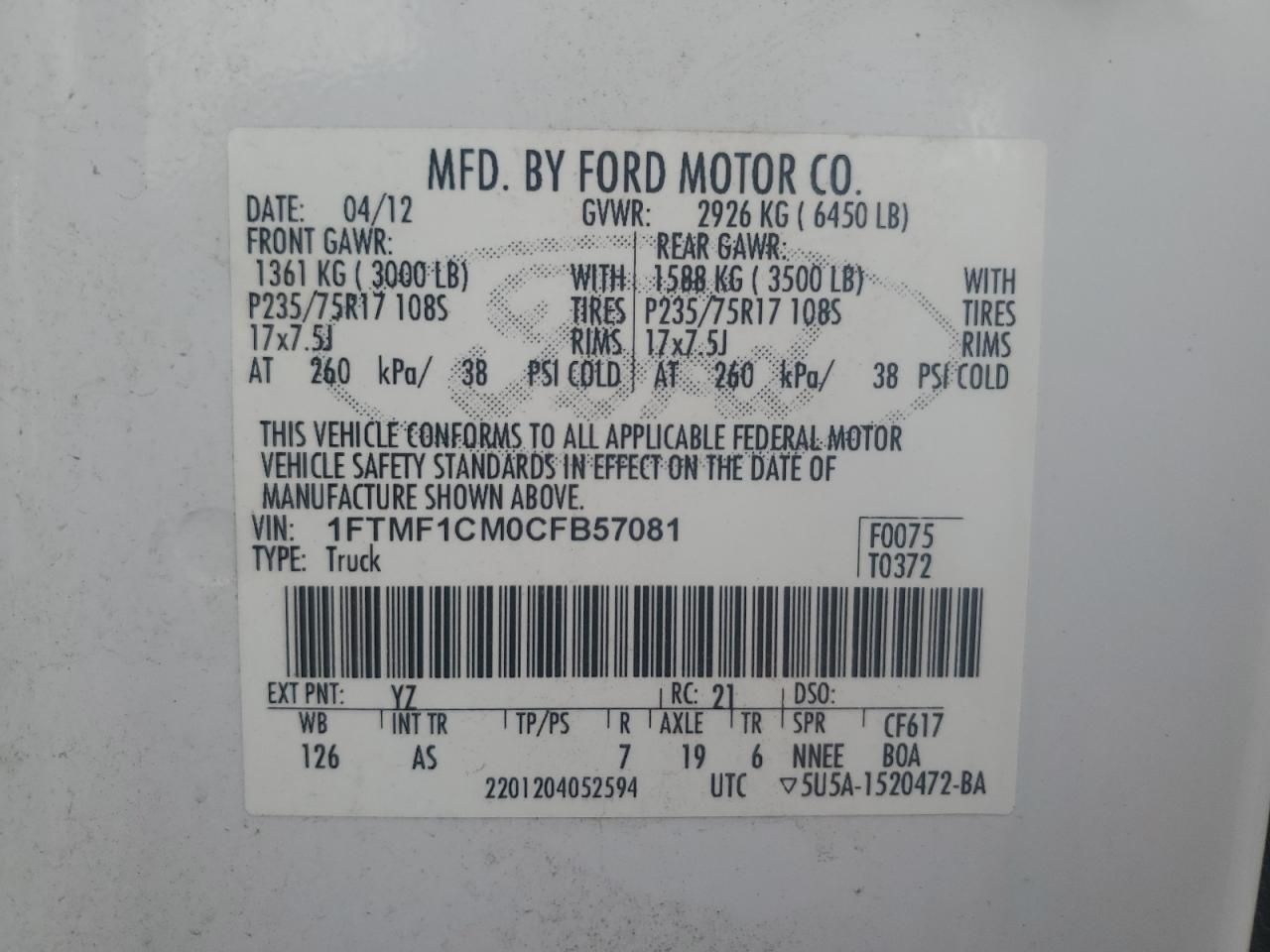 2012 FORD F-150