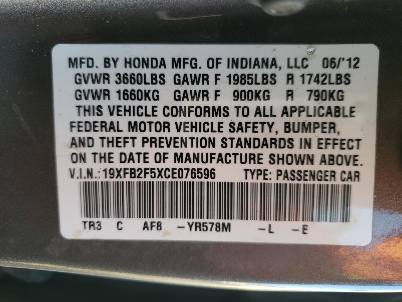 2012 HONDA CIVIC
