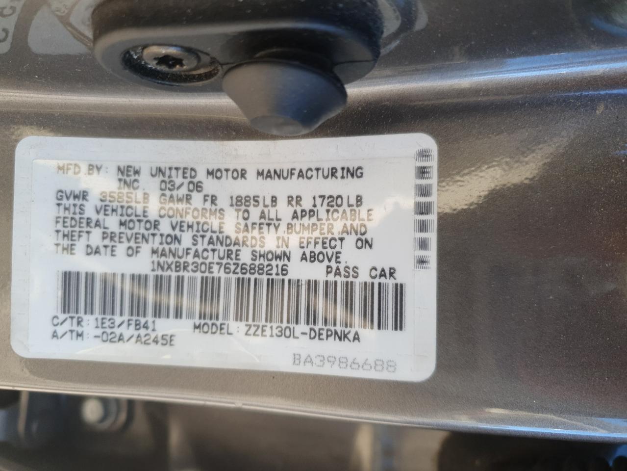 2006 TOYOTA COROLLA