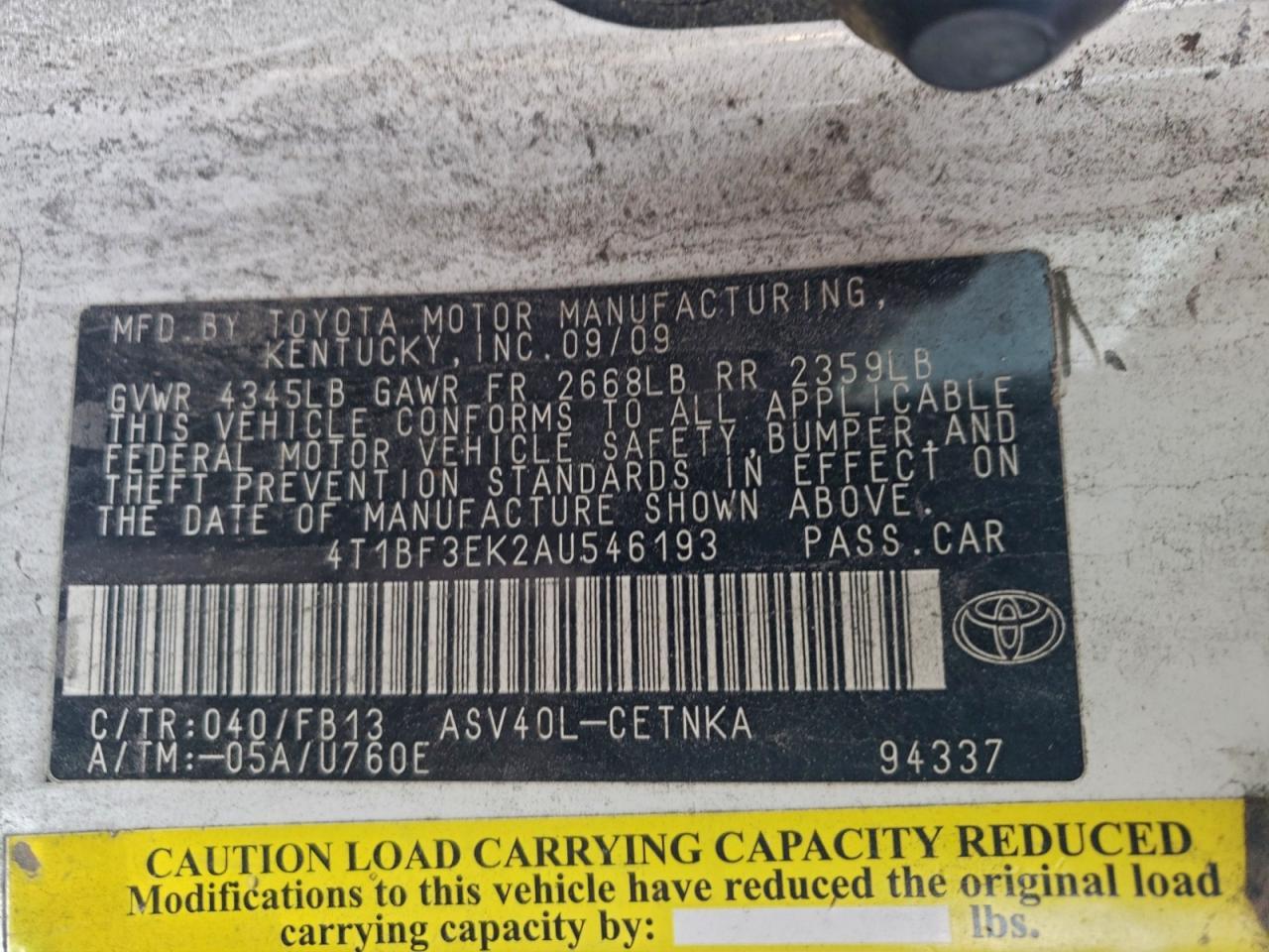 2010 TOYOTA CAMRY