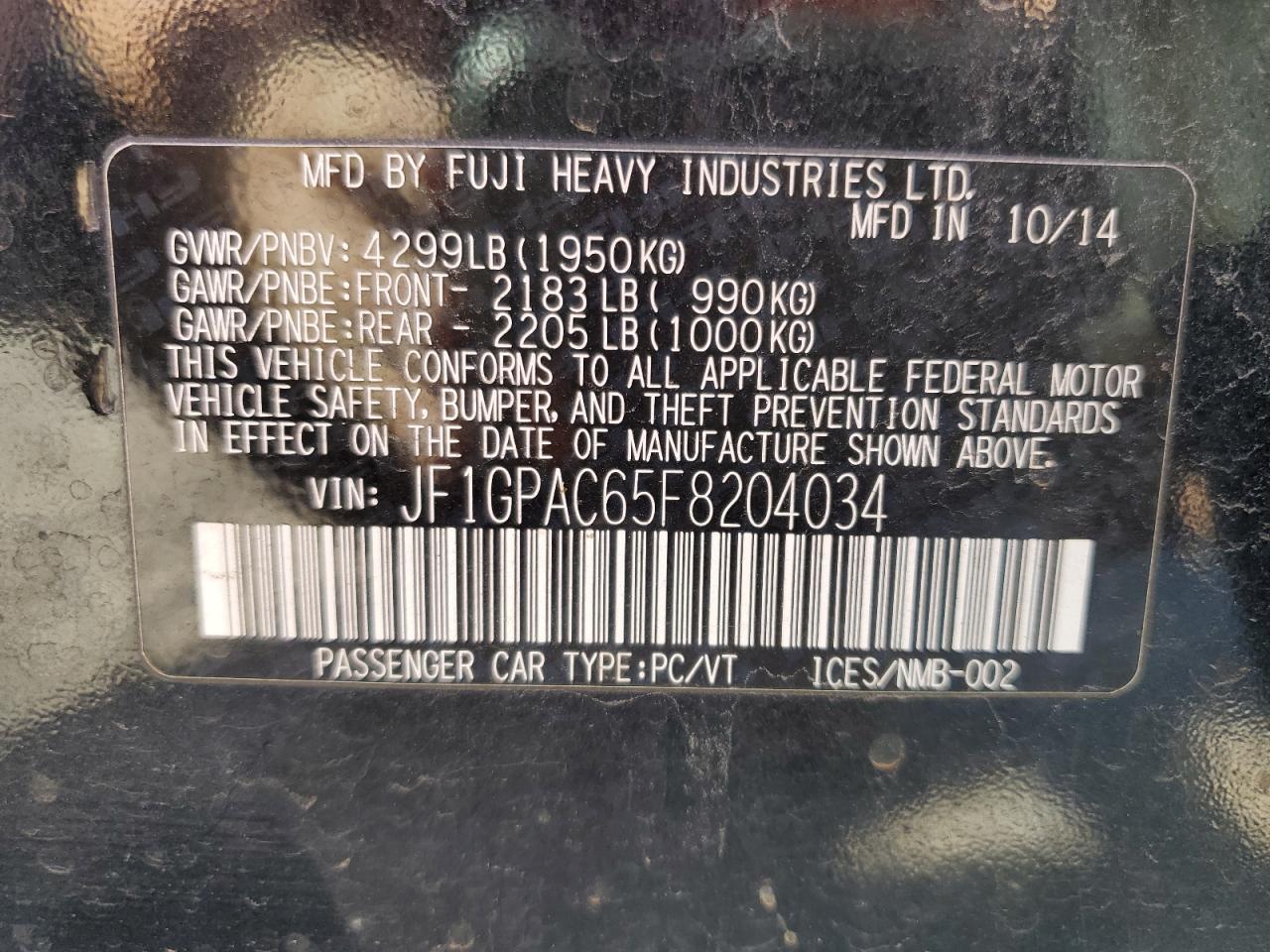 2015 SUBARU IMPREZA