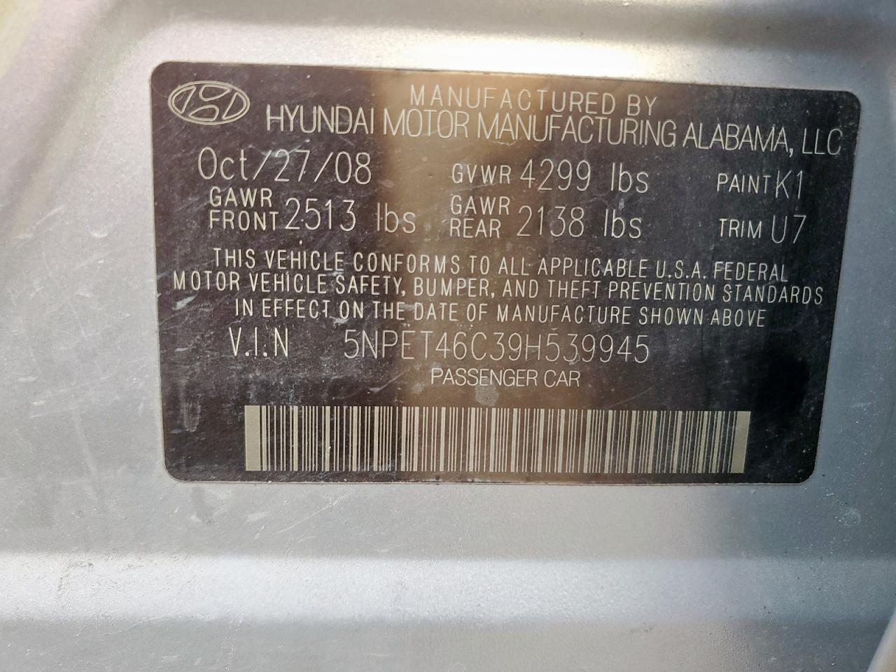 2009 HYUNDAI SONATA
