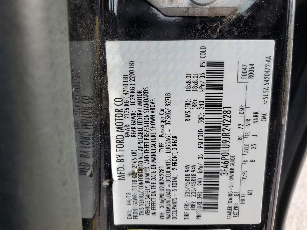 2018 FORD FUSION