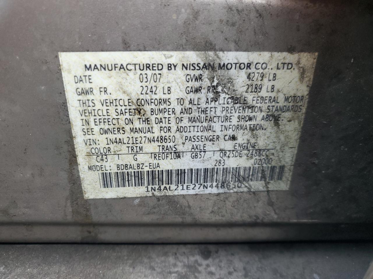 2007 NISSAN ALTIMA