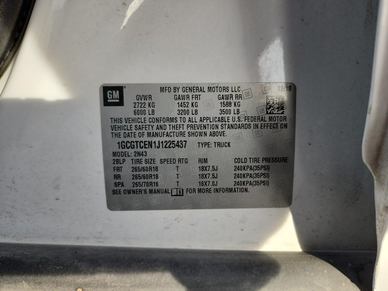 2018 CHEVROLET COLORADO