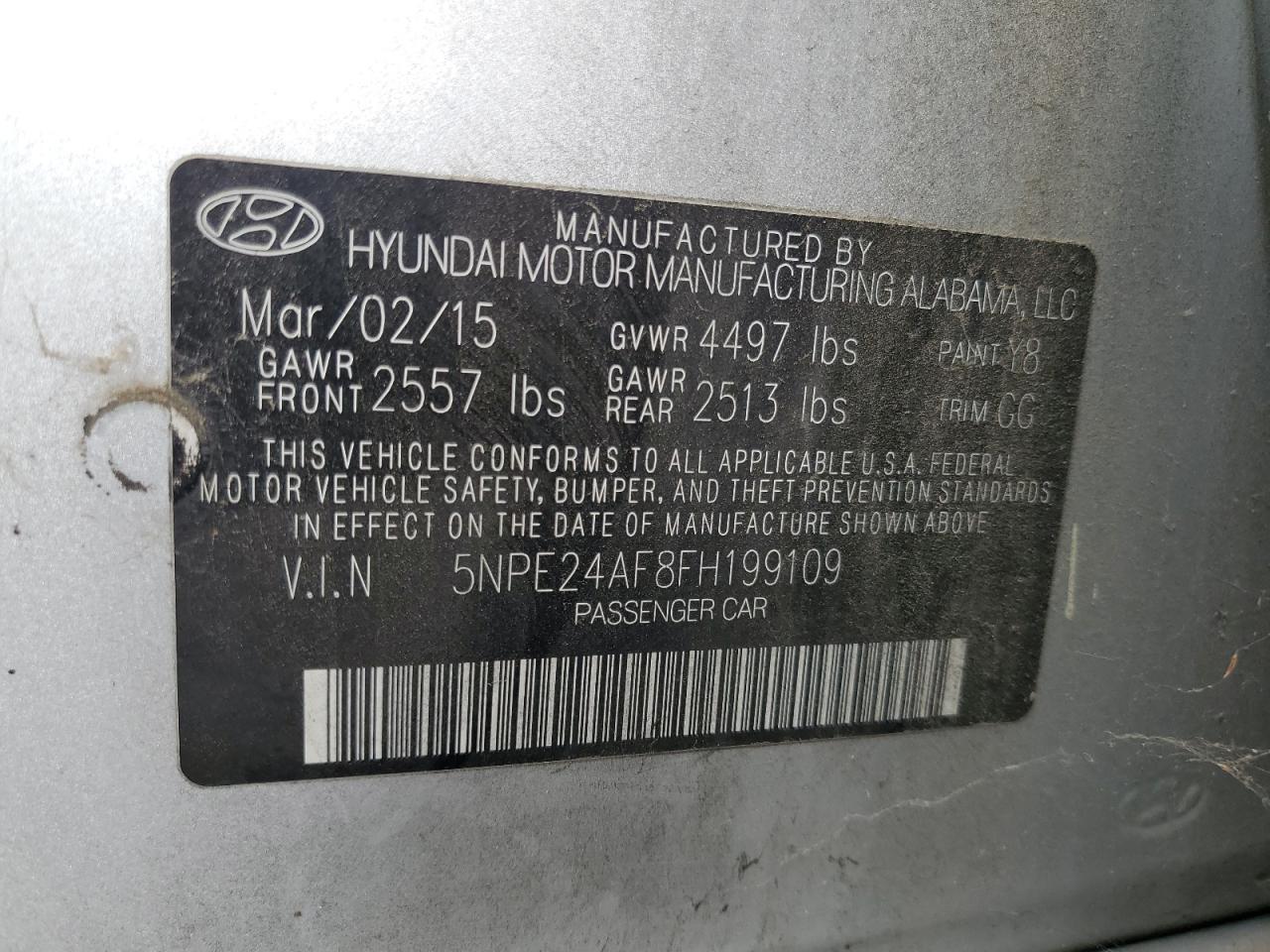 2015 HYUNDAI SONATA