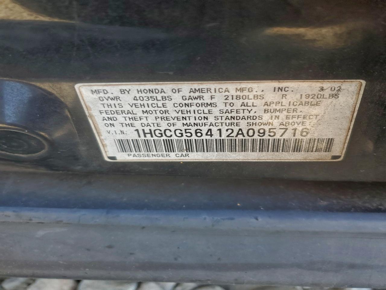 2002 HONDA ACCORD