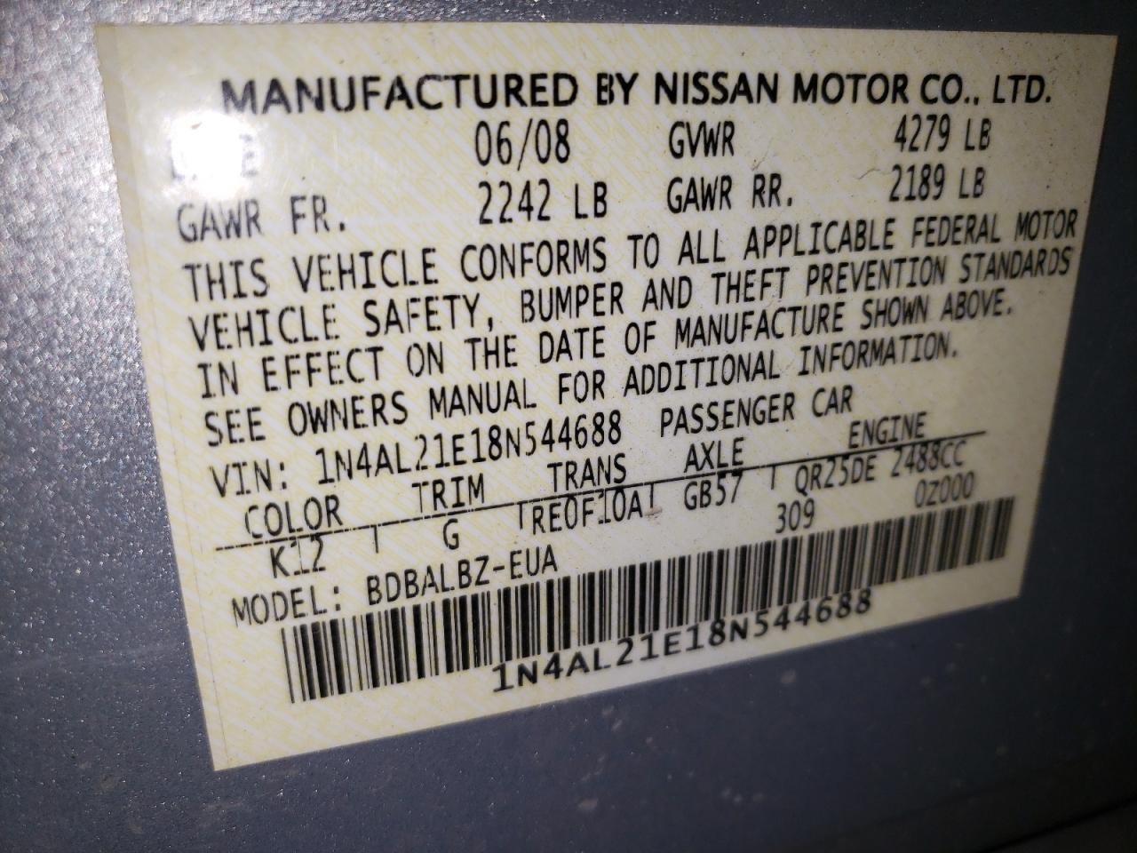2008 NISSAN ALTIMA