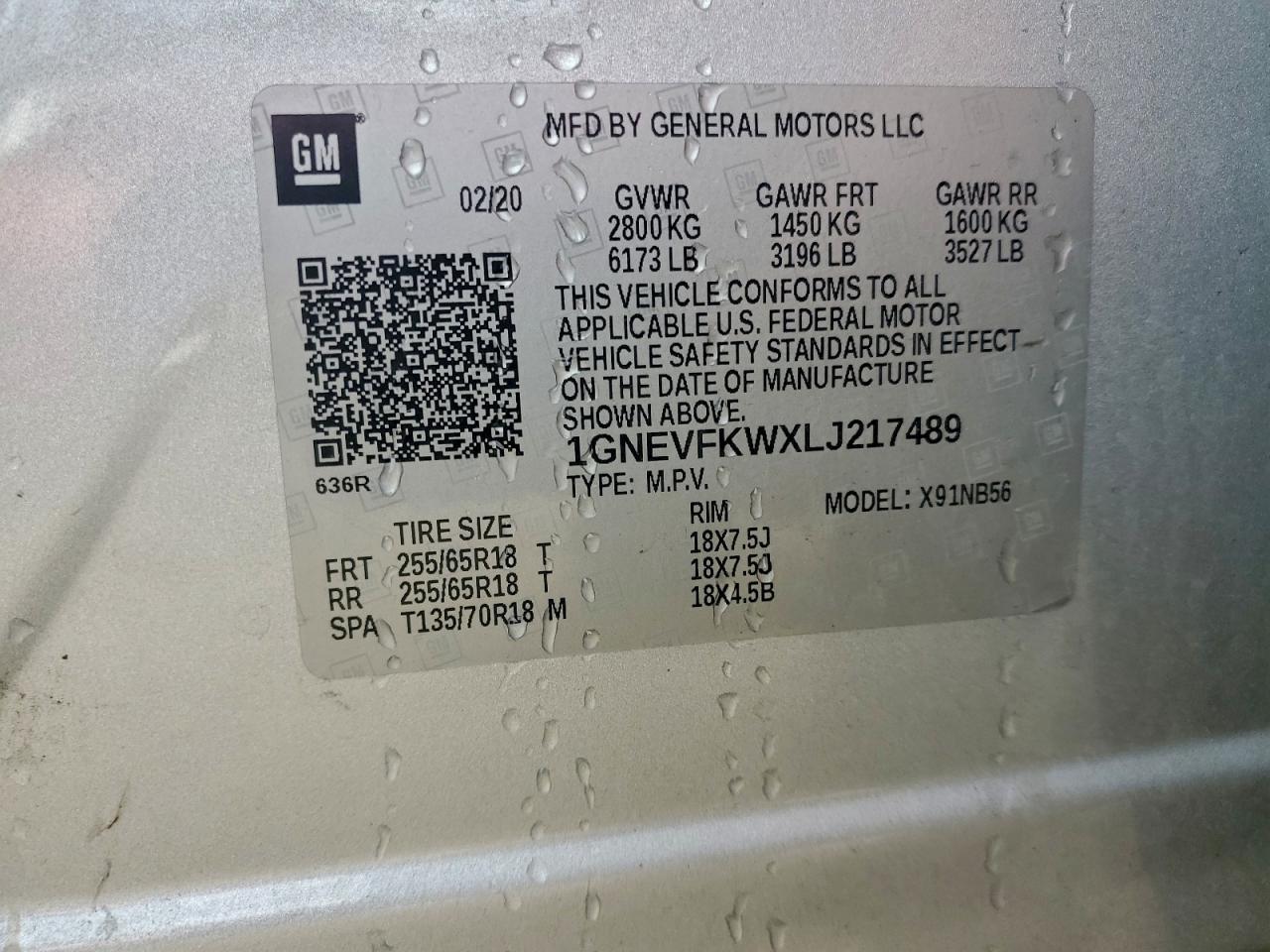 2020 CHEVROLET TRAVERSE