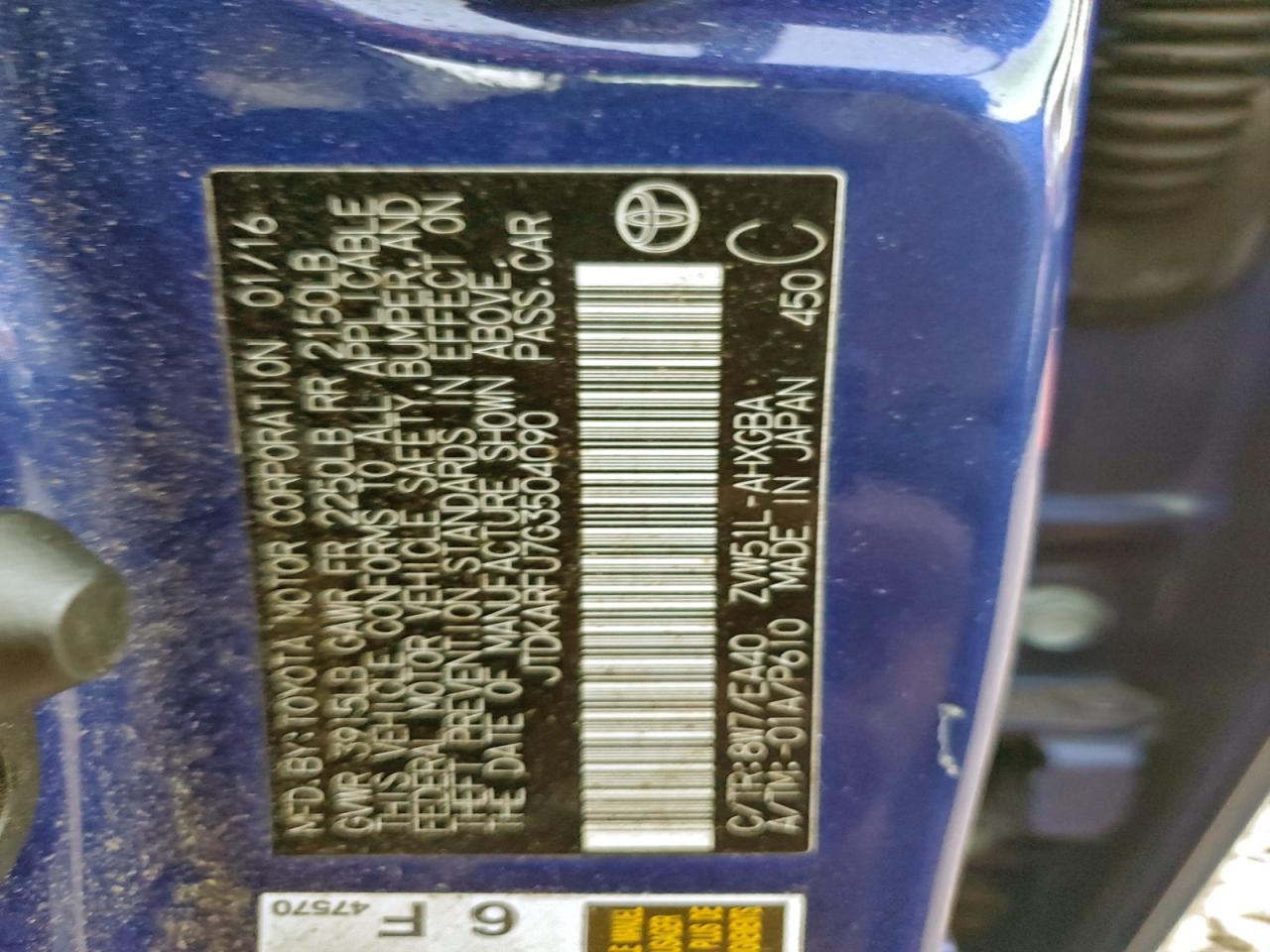 2016 TOYOTA PRIUS