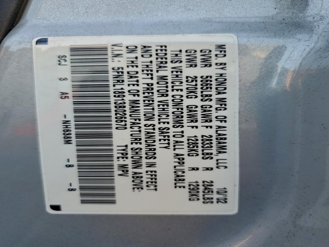 2003 HONDA ODYSSEY