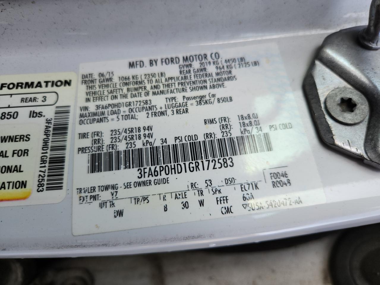 2016 FORD FUSION