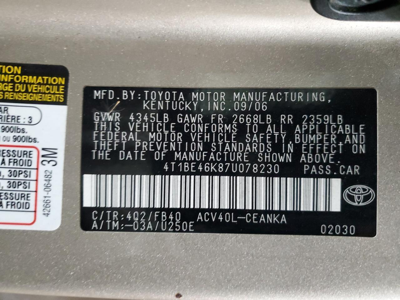 2007 TOYOTA CAMRY