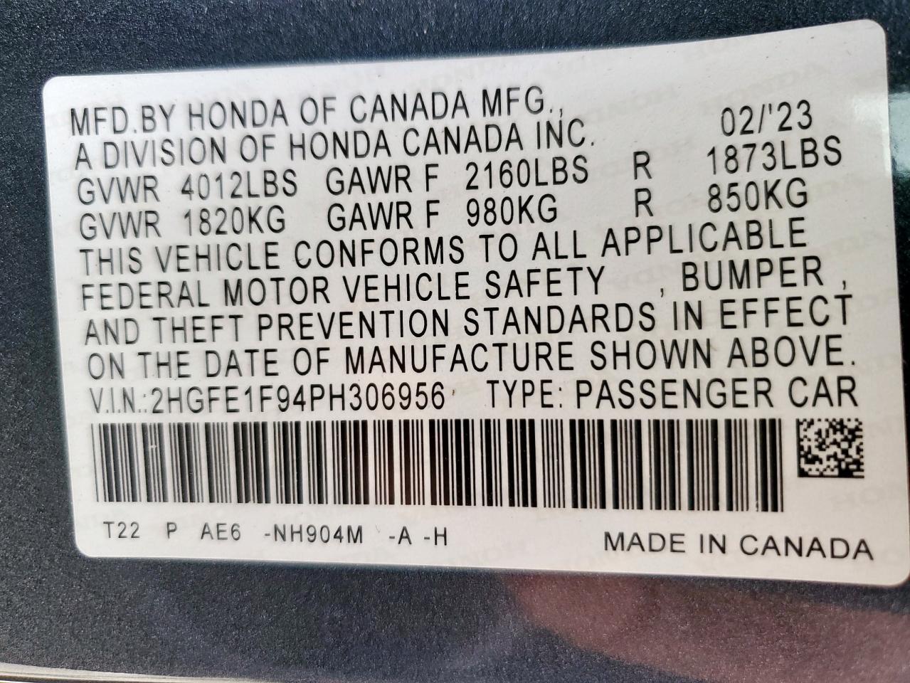 2023 HONDA CIVIC