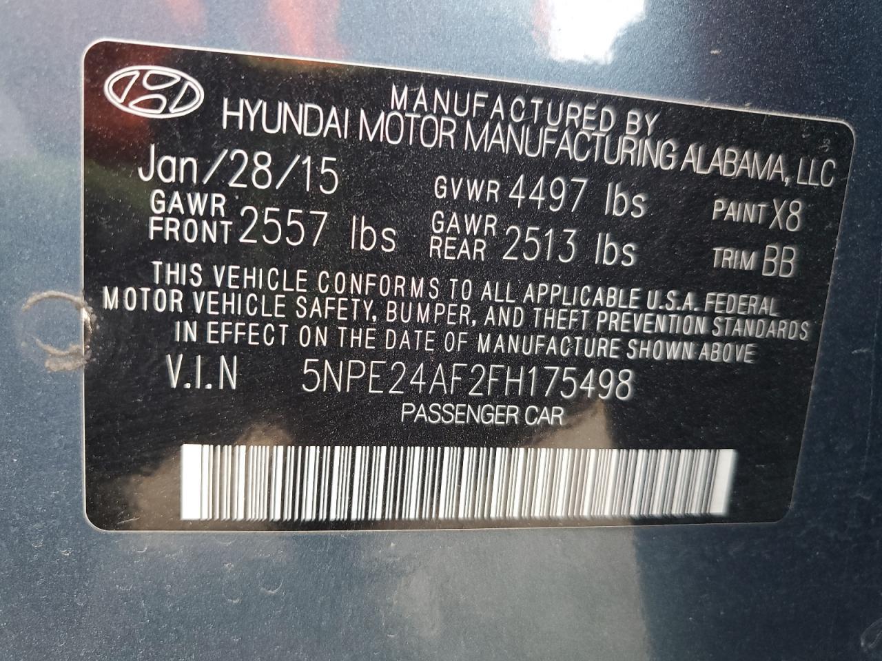 2015 HYUNDAI SONATA