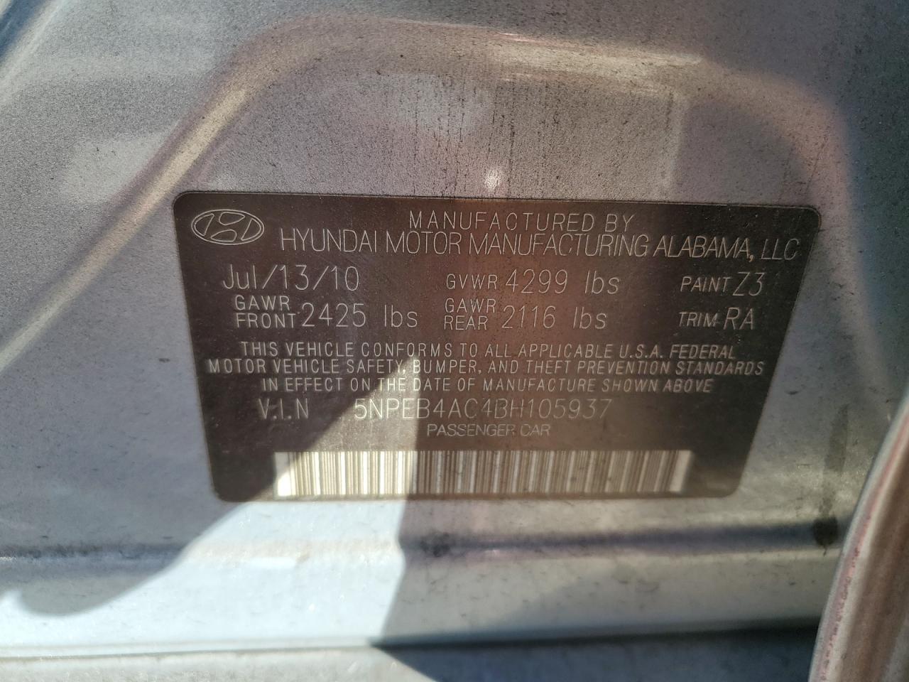 2011 HYUNDAI SONATA
