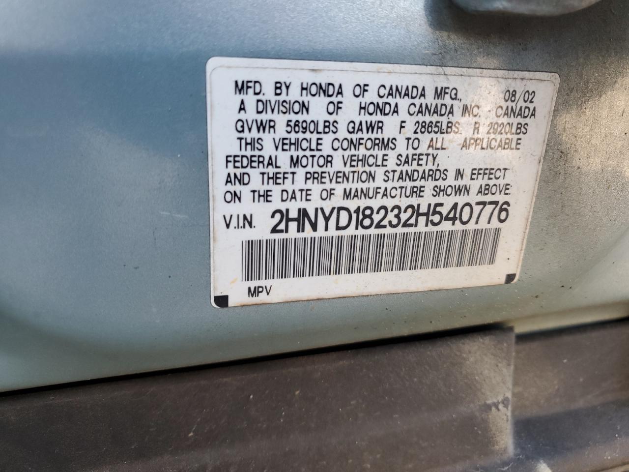 2002 ACURA MDX