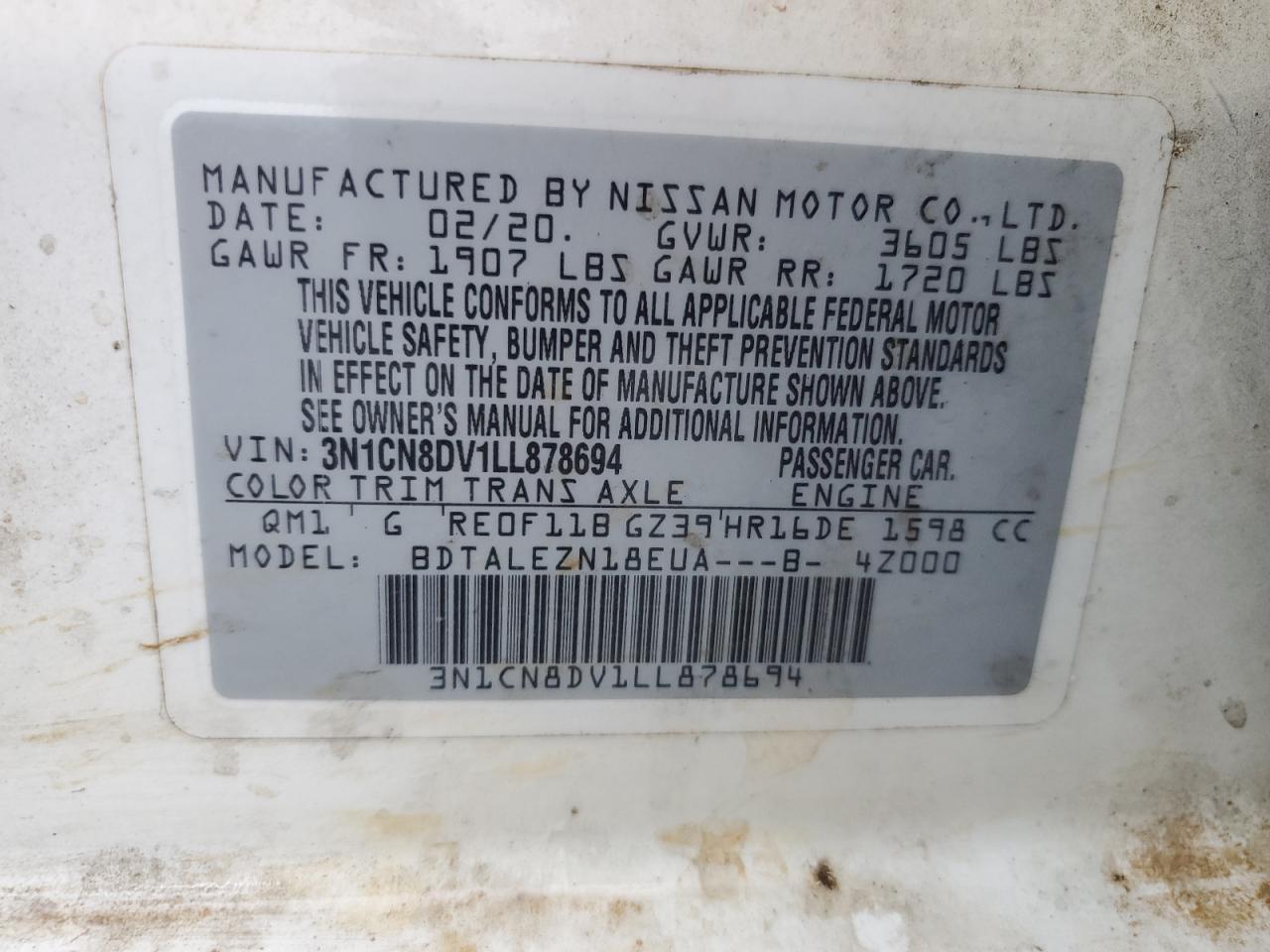 2020 NISSAN VERSA