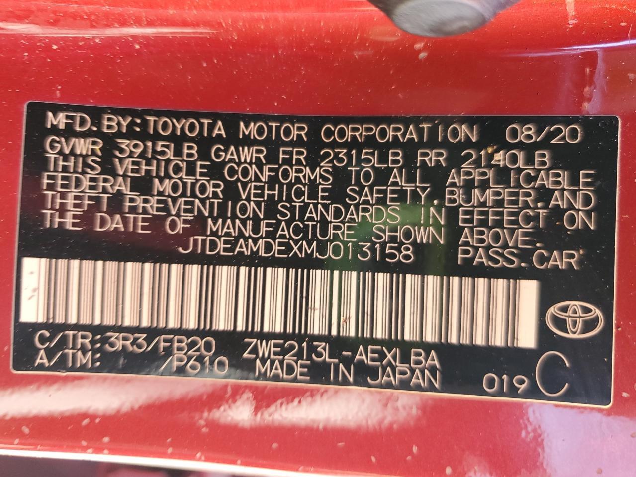 2021 TOYOTA COROLLA